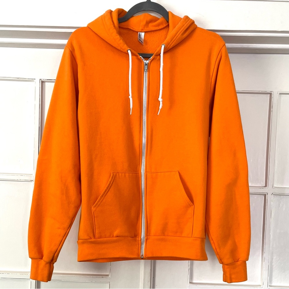 American Apparel Classic Unisex Zip Hoodie in Orange Size Medium
